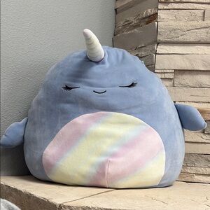 Squishmallows Blue and Pink Stuffed Animal with Horn